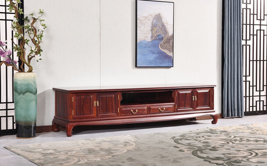 内踩珠四门两抽电视柜